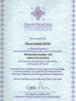 Craniosacral UK Member Certificate